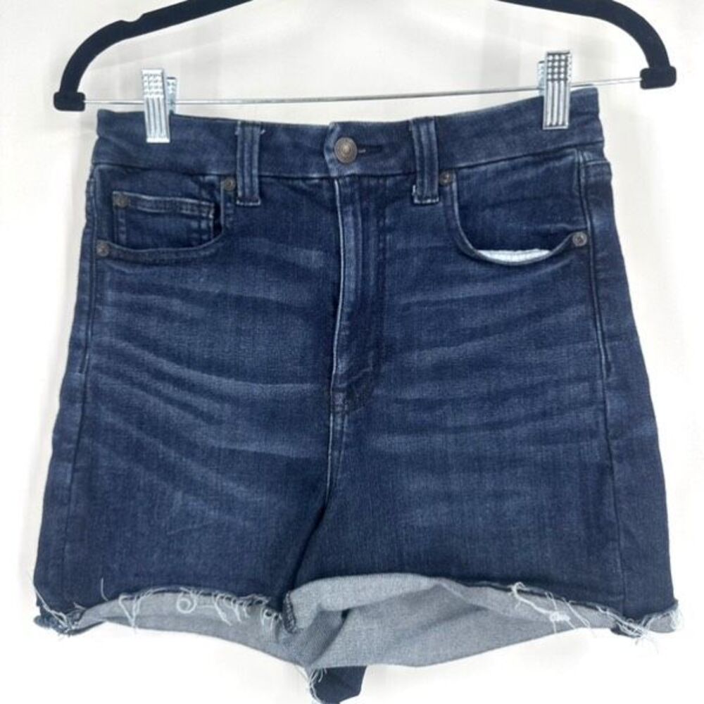 American Eagle Super Stretch Curvy Super High Rose Shortie shorts size‎ 8 Blue